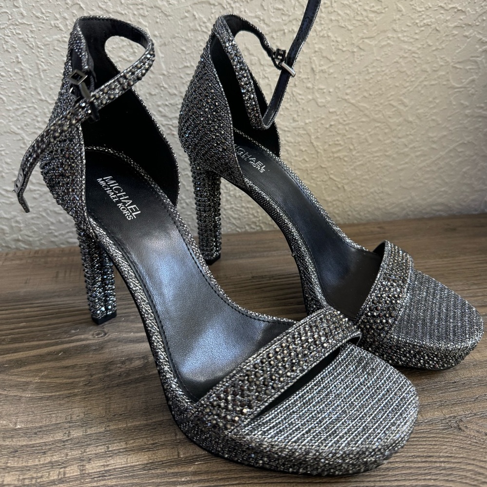 Michael Kors Margot Embellished Glitter Heels